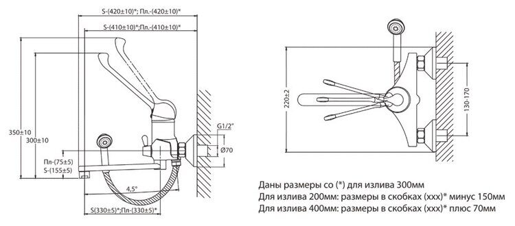 Локтевой настенный смеситель Varion 7024713