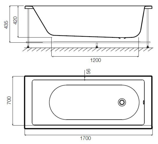 AM PM Sense W75A-170-070W-A ванна акриловая