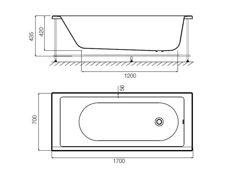 AM PM Sense W75A-150-070W-A ванна акриловая